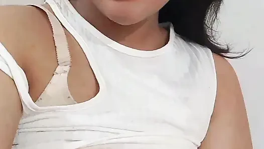 A hot girl masterbating and showing her big boobs and pussy