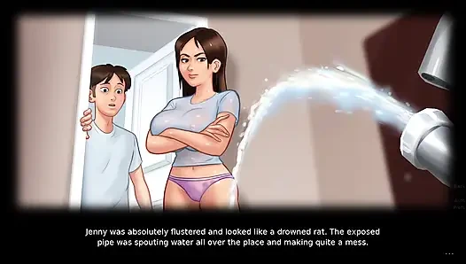 Stepson peak at her stepsister showering (Summertime Saga)