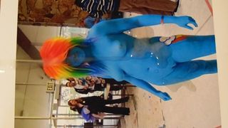 Cum tribute to bodypaint cosplayer