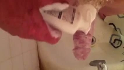 Sissy James Haslum - CBT - Jerking off with glue