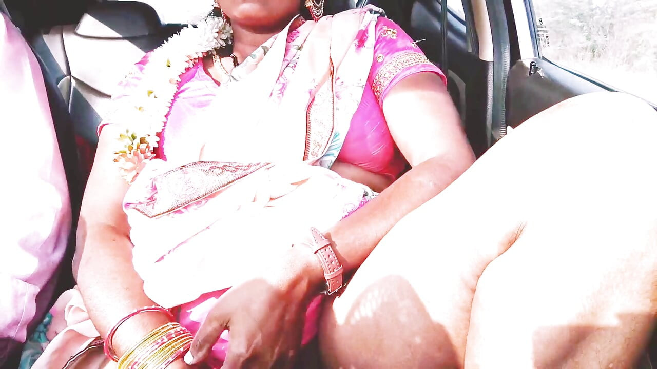 Indian Car Sex Pink Saree Bhabi Try to Fucking with Boy Friend. Telugu Firty Talks.