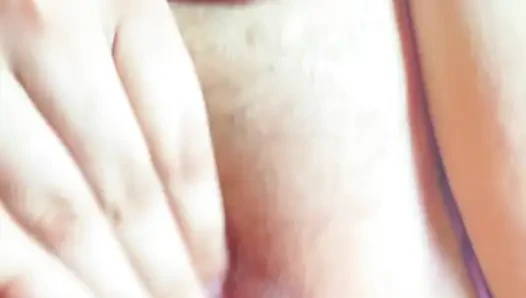 Close-up Latina in violet lingerie touching non-stop