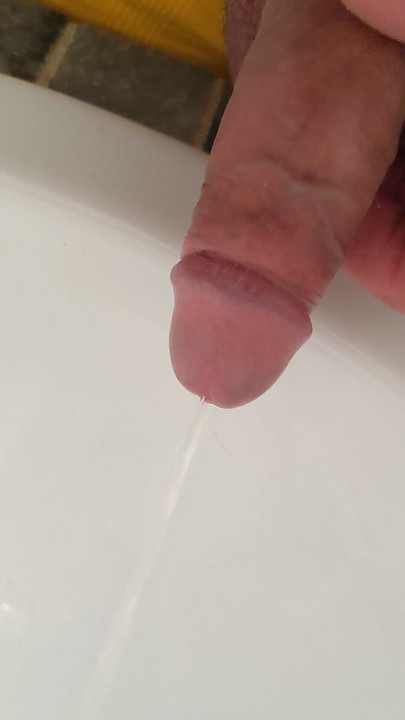 He pees in the sink of the public toilet