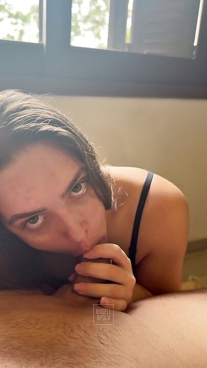She sucks like a slut until she drinks milk