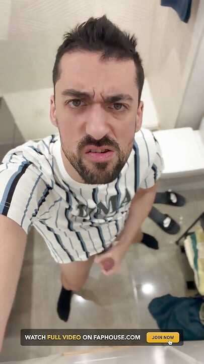 Hot Stepdaddy Wanking off in Public Bathroom