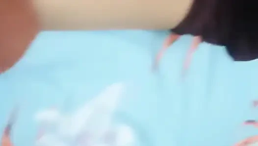 Desi Girl Next Door Casual T-shirt Reveal to Sexy Bra & Denim Shorts