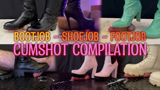 CBT Cumshots Compilation Bootjob Shoejob Footjob with TamyStarly - Ballbusting, Femdom, Boots