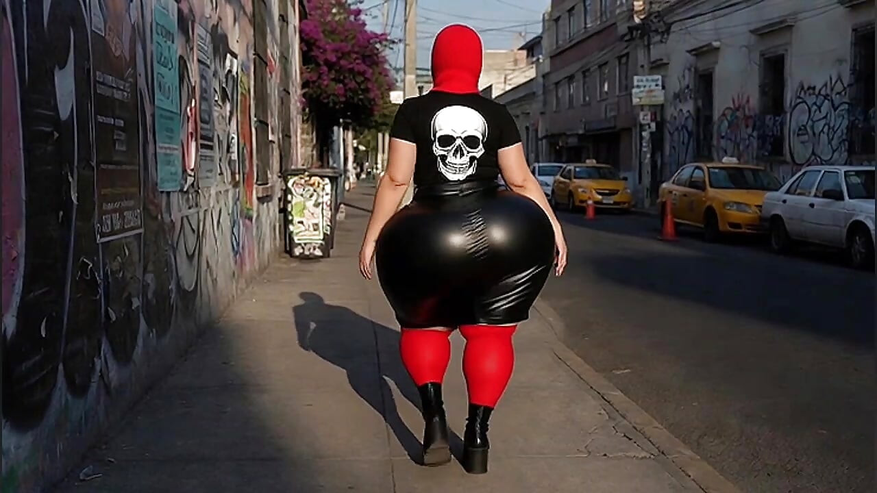 Rabuda gótica latina em roupa gótica preta