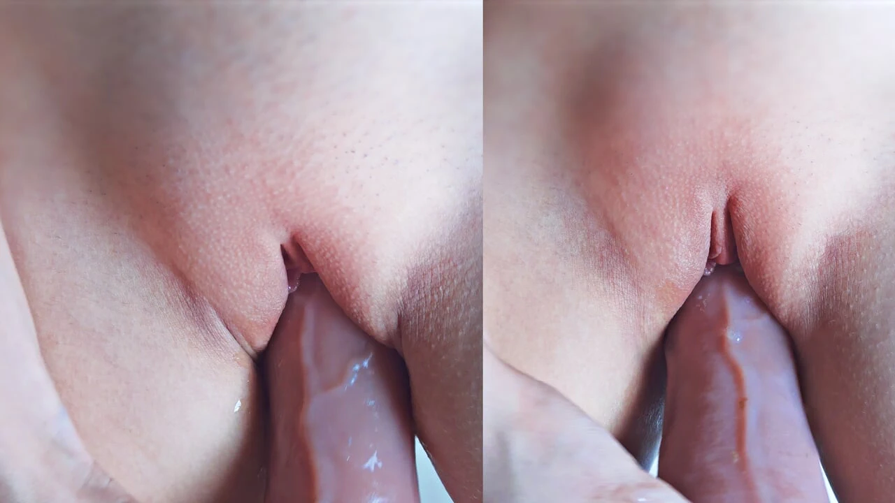 Pink Pussy Stretched Wide by Huge Dildo –  Wet and Intense Solo Play