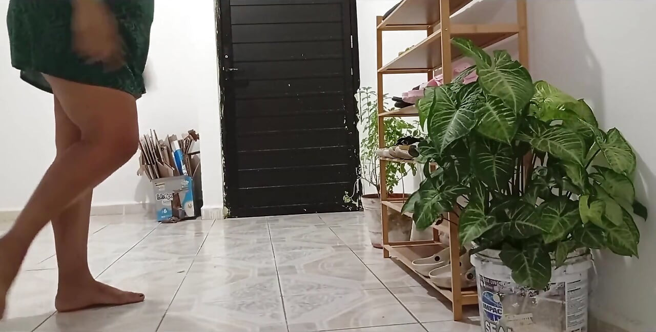 Chubby Neighbor Cleaning Her New Apartment