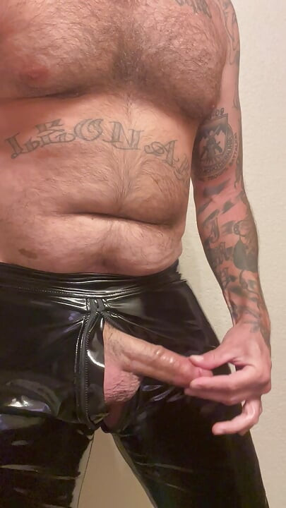 Horny in pvc pants
