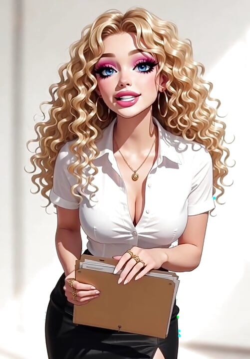 Anime rubia de cabello rizado de oficina destrucador de casa en primera persona vista de amante infiel habla sucio con grandes tetas