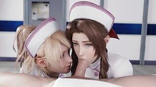 Enfermeira Luna e Aerith chupando pau grande versão 2
