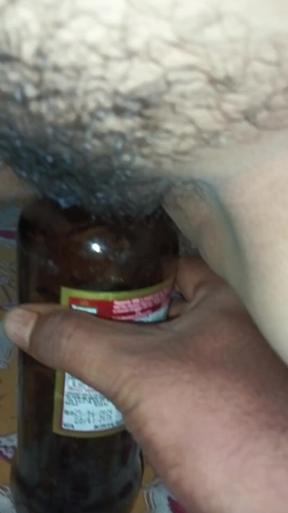 Bengali girl take a beer bottle in her pussy | Clip 1