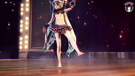 Симпатичная Miku танцует в сексуальной юбке