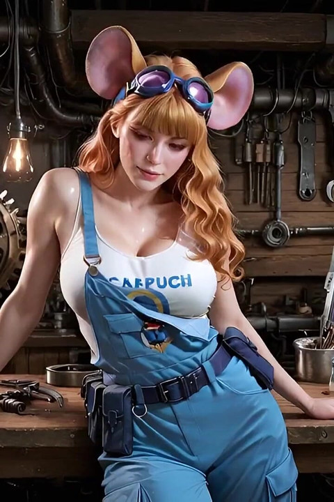 Gadget ficou e estava no cosplay de Chip & Deal