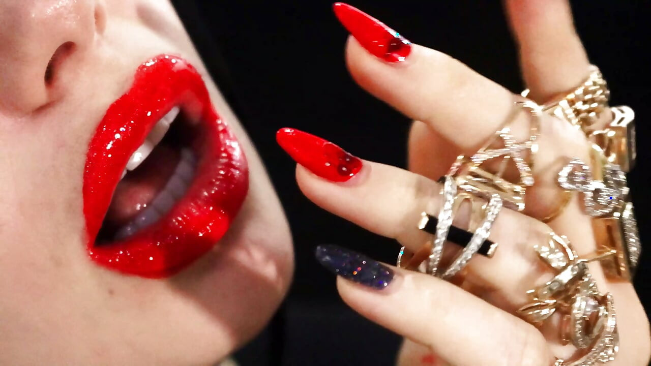 Lipstick & jewelry & nails fetish
