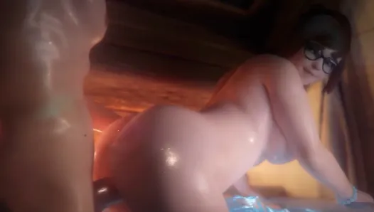Overwatch 3D porn : ( Mei in the bath with sugar daddy )