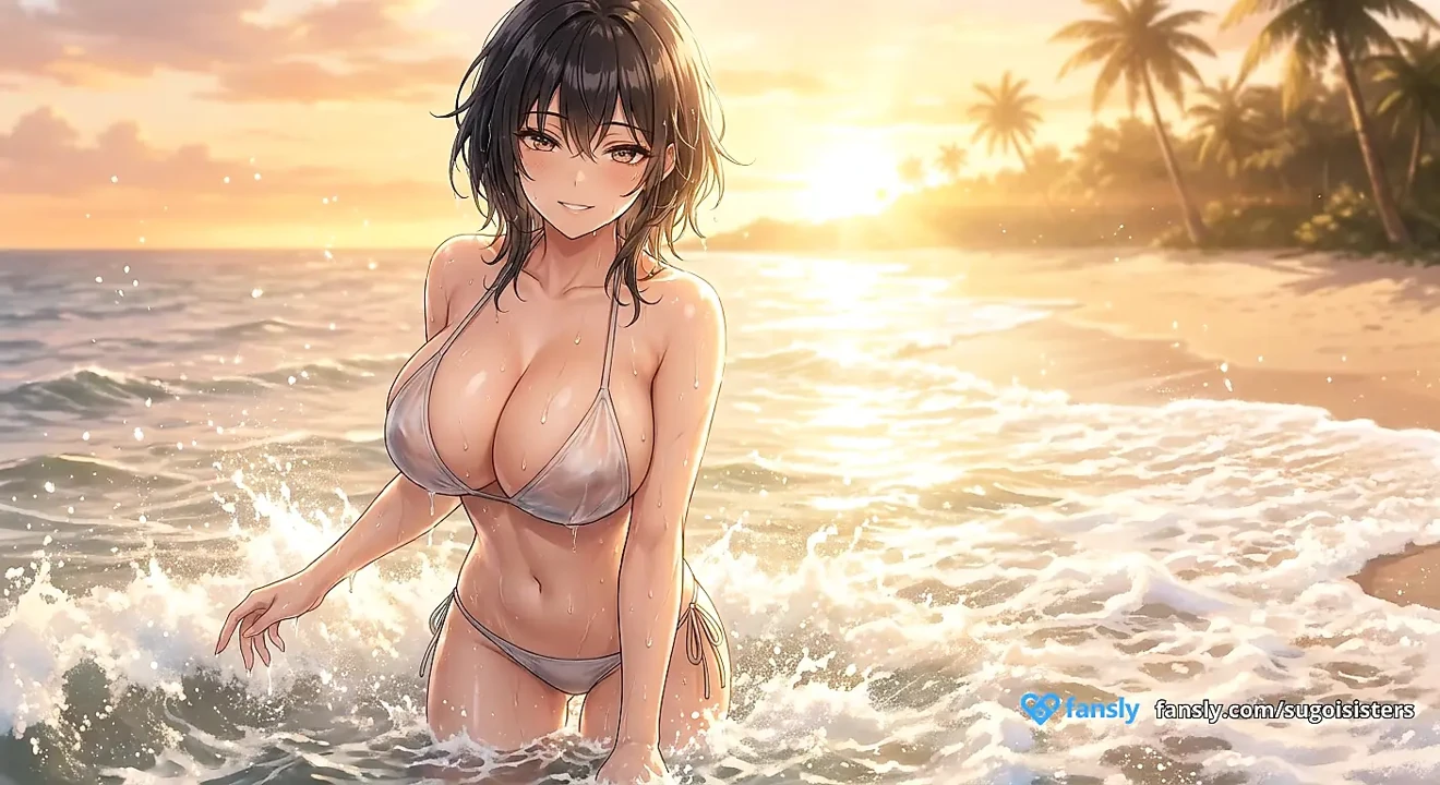 Beautiful Girl on the Beach at Sunset - Provocative Scene