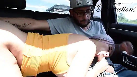 Picked up a Busty Blonde on the Road - Hardcore Car Sex (raw)