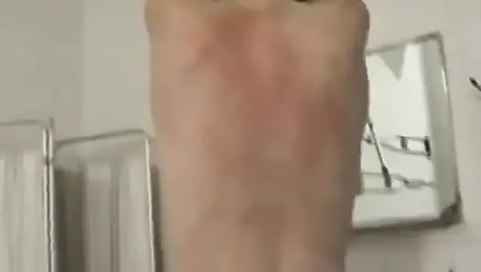 Skinny teen gets whipped on the back while bound