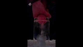 REALLY nice cumshot in a glass of water