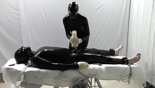 Mrs. Dominatrix and her experiments on a slave.