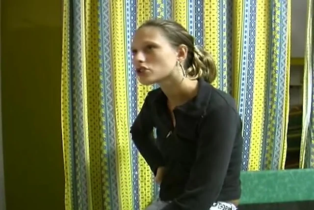 Slim and attractive German teen gets her shaved twat pleased