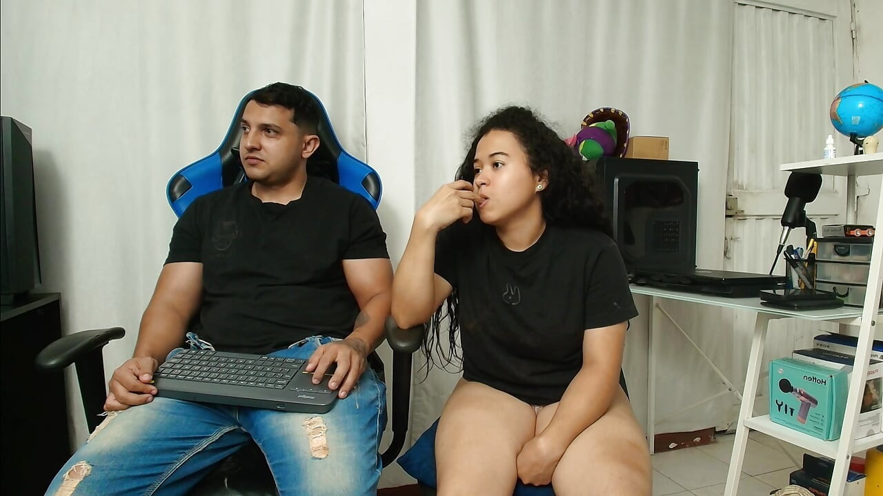 The whore masturbates in the office