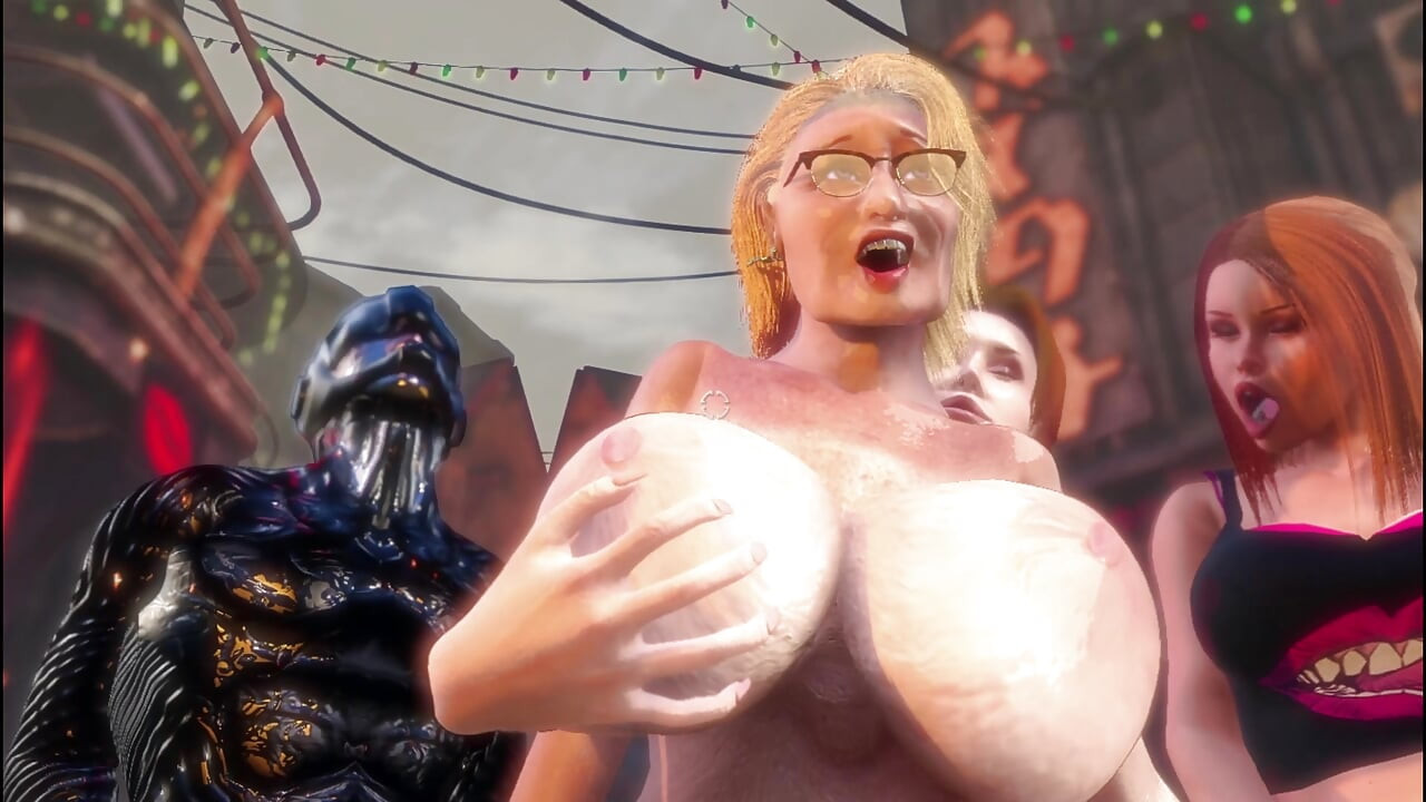 Cyberpunk trans i stara 80-godišnja stara žena s velikim sisama