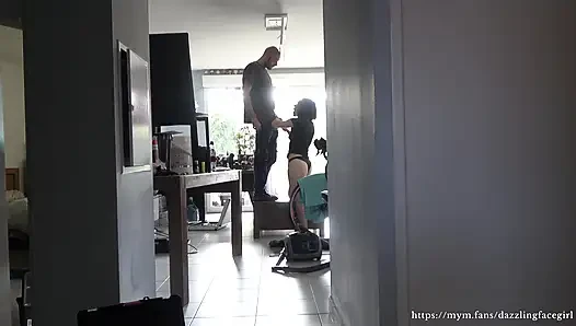 I Got Too Horny Watching the Electrician So I Sucked Him and Let Him Creampie Me Bareback