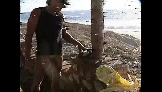 Threesome - Two Young Big Tits Friends on Vacation Share a Surfer's Big Cock on the Beach