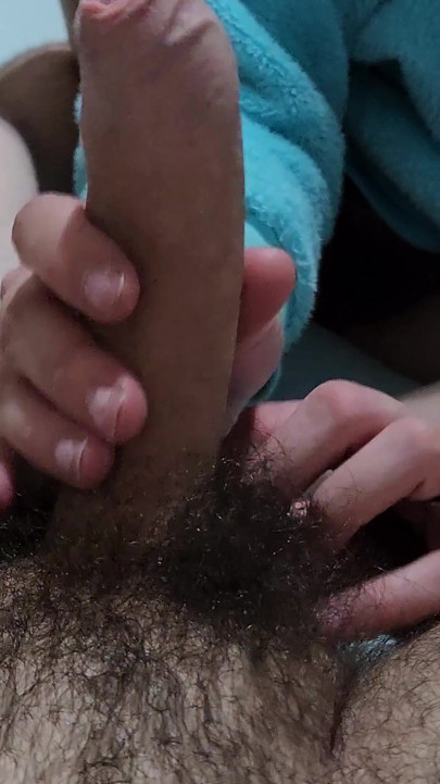Fuzzy sweater handjob