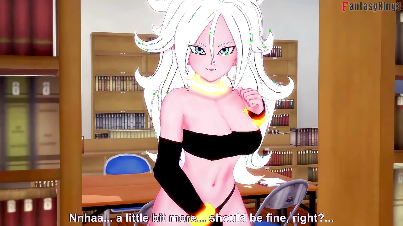 Android 21 se masturba en la biblioteca y la ayudo - serie dragon ball zex