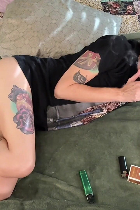 Smoking MILF Getting off in Bed