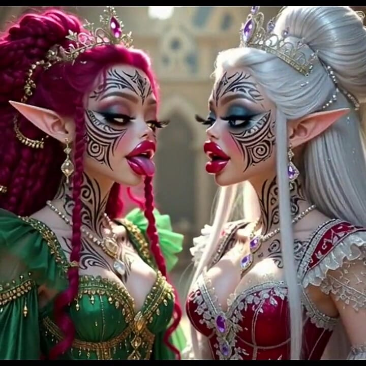 Beautiful Elves Princess Kissing, Ai Animation