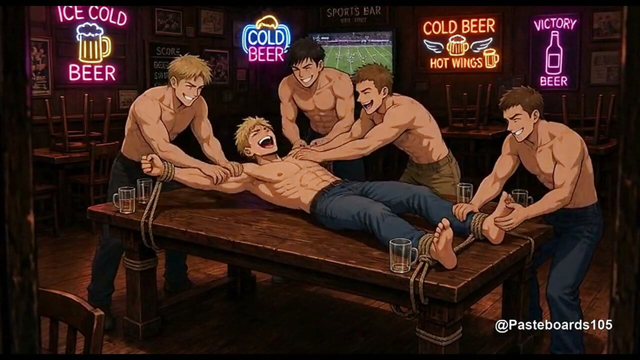 Arm-Wrestling Loser Roped To The Bar Table (2D Anime)