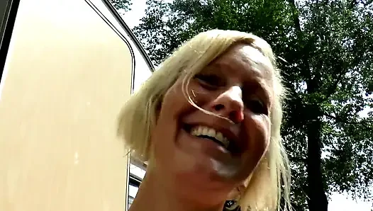 Blonde MILF Double Penetrated by Two Older Studs