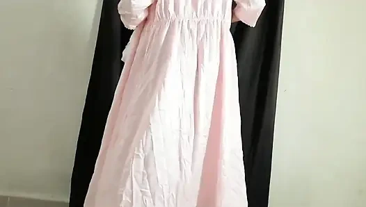 Indonesian Girl with a Big Butt Trying on a New Satin Dress, Latest Viral Indonesian Porn