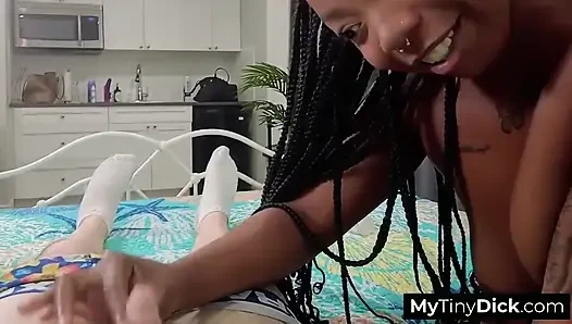 Gorgeous Busty Ebony Babe Not Impressed by His Small Dick
