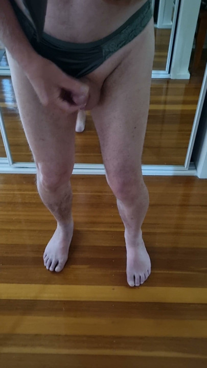 Satin and lace panties and my little cock