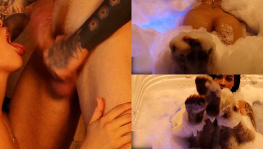 Dikke kont getatoeëerde latina wordt buitenshuis geneukt in 4 na het nemen van een bubbelbad in de jacuzzi - Silvialiag