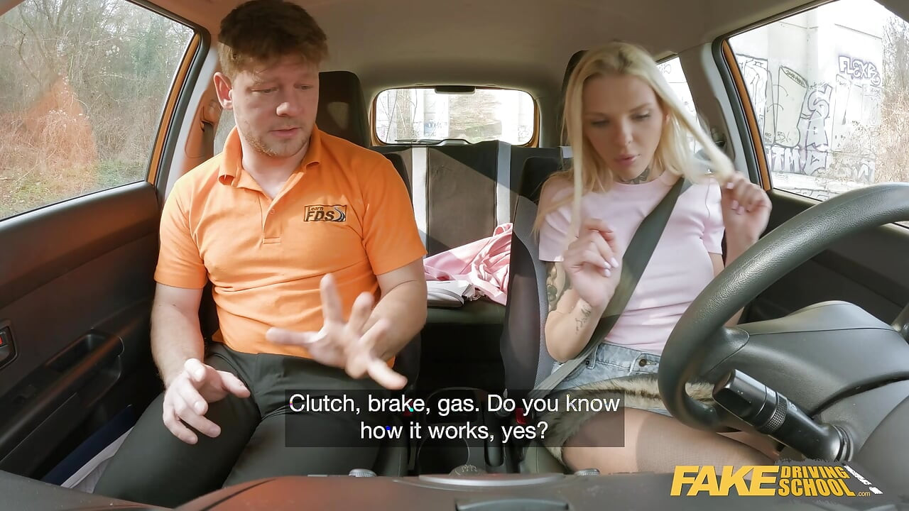 Fake Driving School - Hot blonde Polish babe Lexi Star fast hard fuck and creampie on backseat