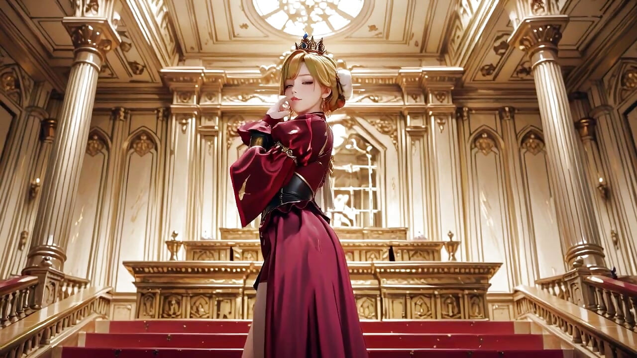 Red Queen On The Golden Throne! 深絨金袍，慵懶托腮，目光鎖定你。