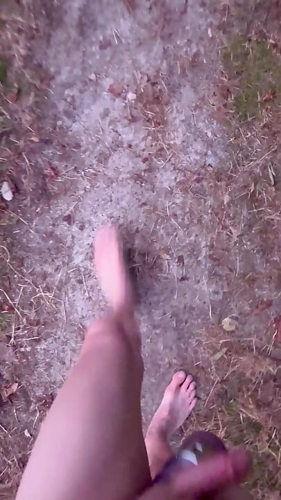 Dogging spot risky barefoot nude walk