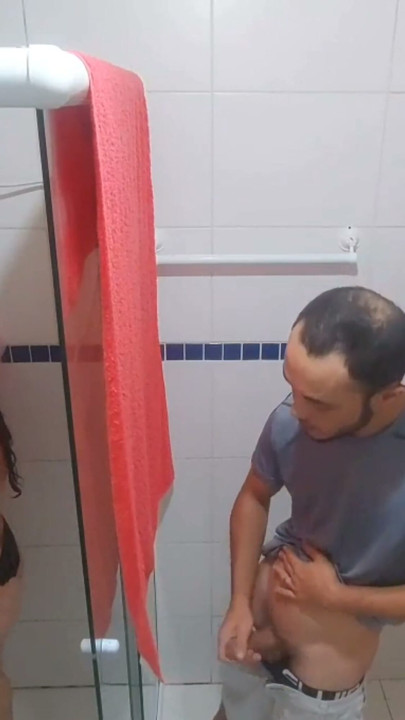 naughty old stepfather watches his stepdaughter in the shower! and made her give a blowjob, and feel his dick in her pussy! | Clip 1