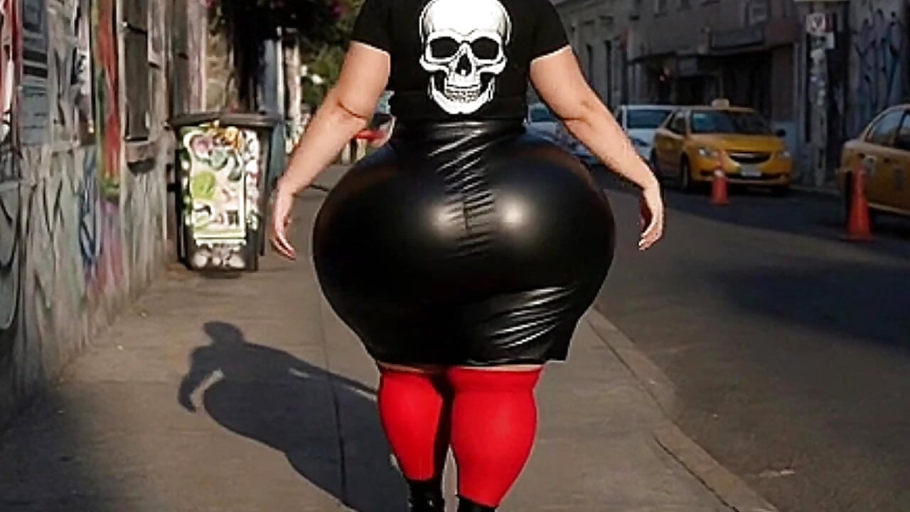 Rabuda gótica latina em roupa gótica preta
