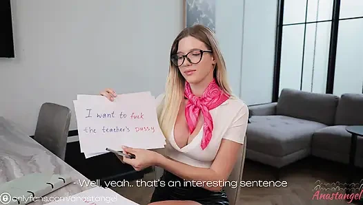 POV Fuck My Hot English Teacher Anastangel - Massive Cumshot on Glasses