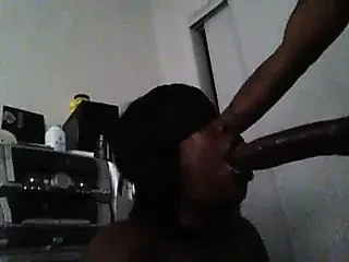 Blindfolded sucking dick