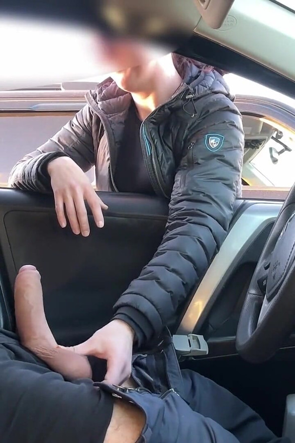 Parking Lot: She Can't Stop to Watch My Hard Cock Exposed Big Dick